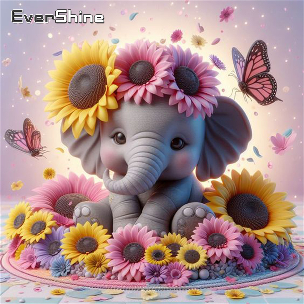 Photo Mosaic Print - Evershine elefante pintura diamante animal kits