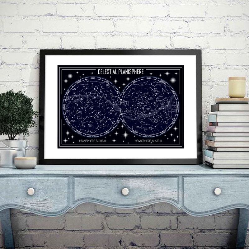Custom Star Map - Mapa do planisfério celestial, poster em