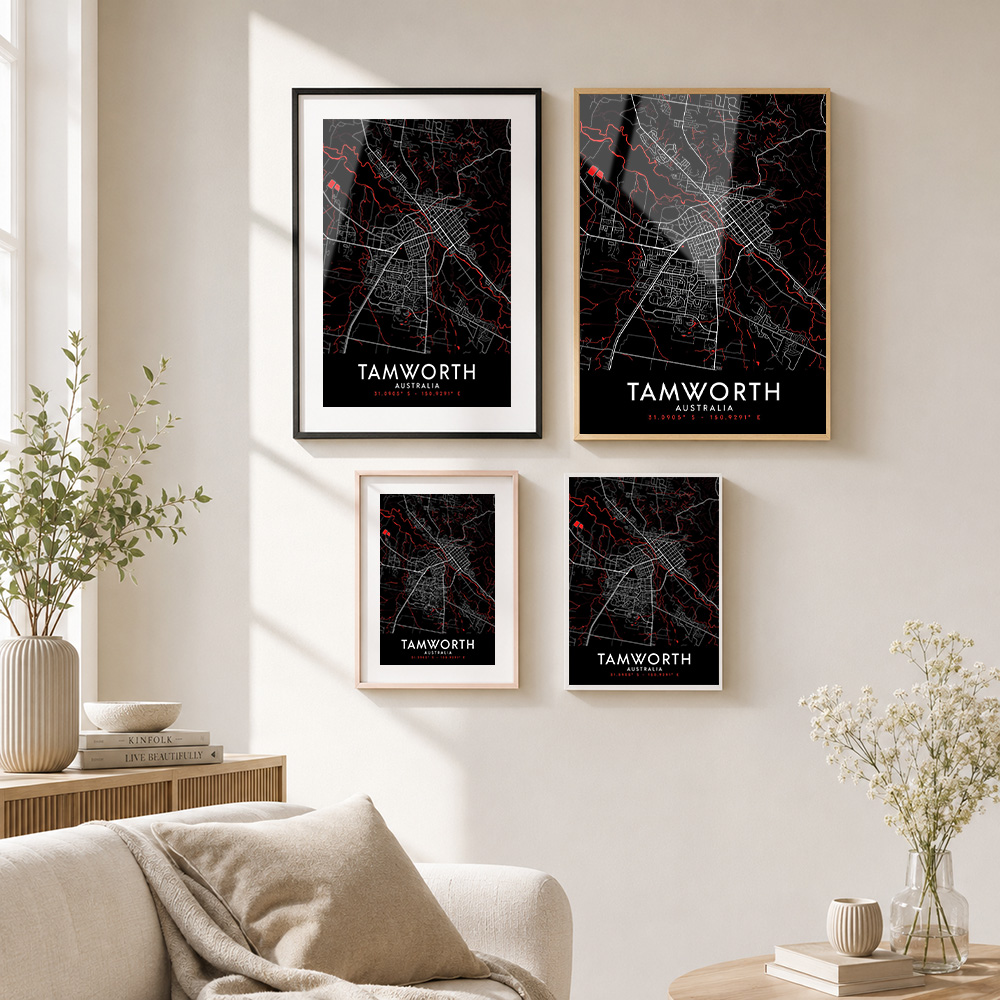 Mapa de Tamworth em tons escur - Custom Map Poster avaliação e preço