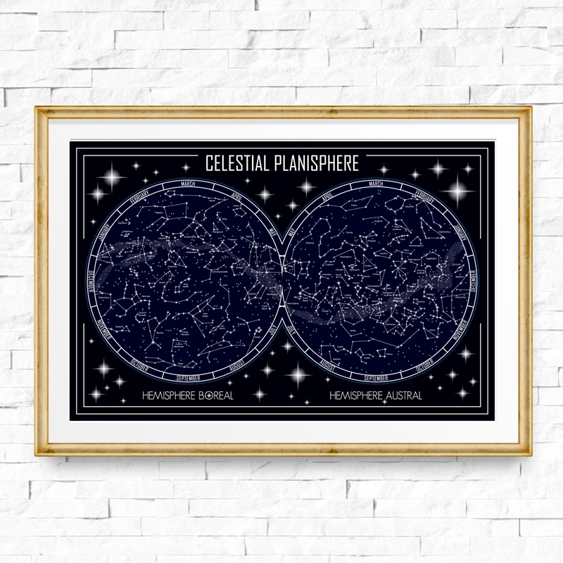 Mapa do planisfério celestial, - Custom Star Map avaliação e preço